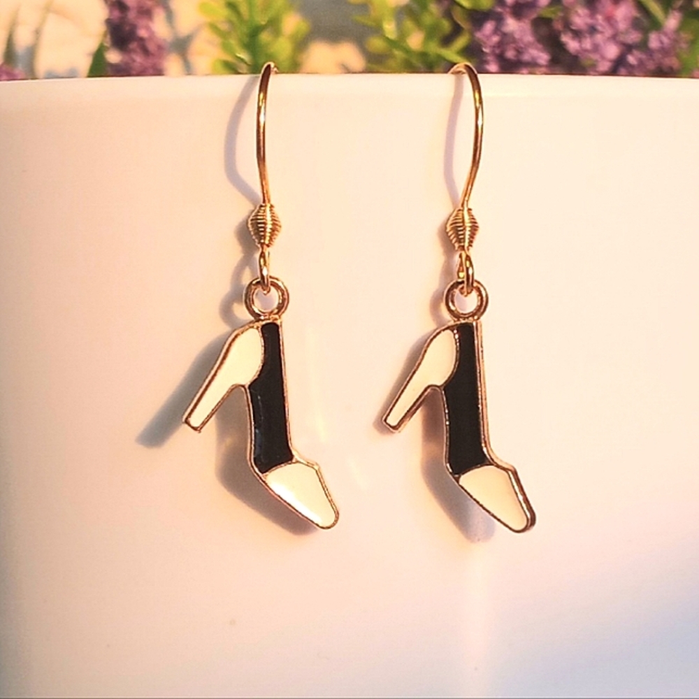 Black and White High Heels Earrings